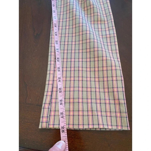 Anthropologie Essential Slim Pant Pink Tan Plaid Trouser Size 10 Career Work - Picture 11 of 14